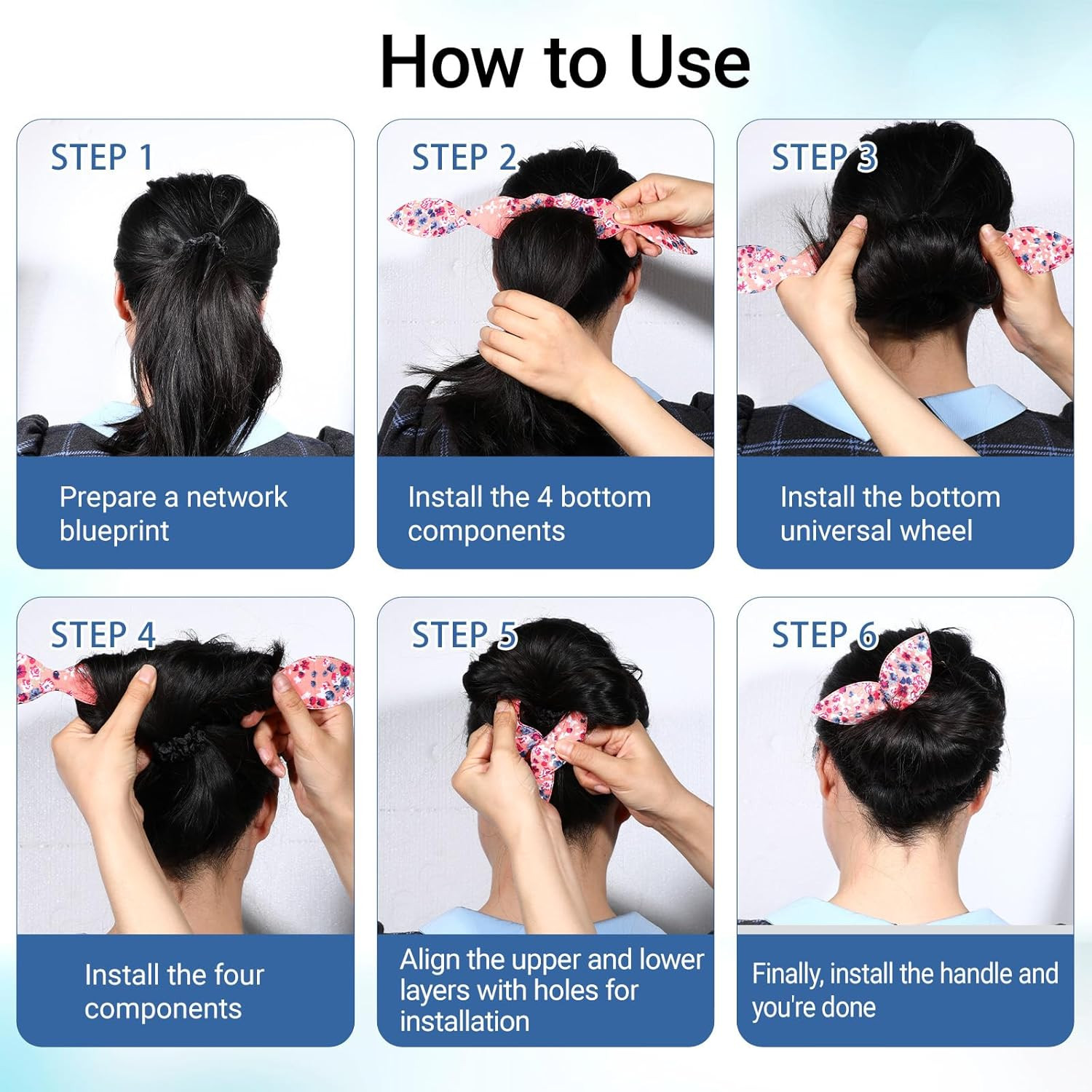 4 Pcs Deft Hair Bun Maker French Twist Rabbit Ear Bun Twister Hair Bun Maker Twi