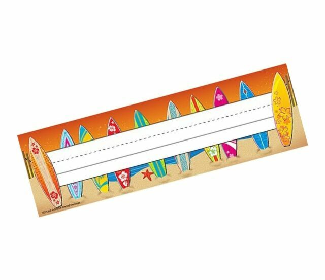 TCR 5362 36//pack Teacher Created Surf/'s Up Classroom Desk Name Plates