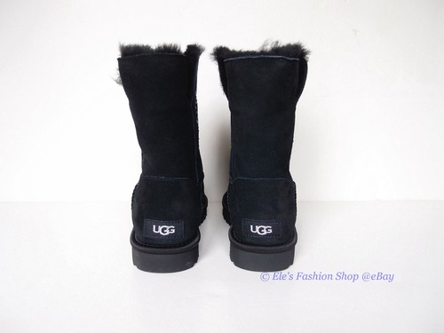 NEW UGG Australia Classic Gem Logo Short Leather Boots BLACK US 7 EU 38 AUTHENTC - 第 6/12 張圖片