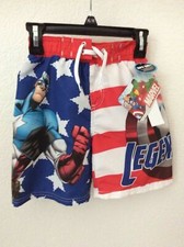 Marvel Captain America Boy's Swim Trunks Shorts SPF 50 Stars Stripes - Size 4