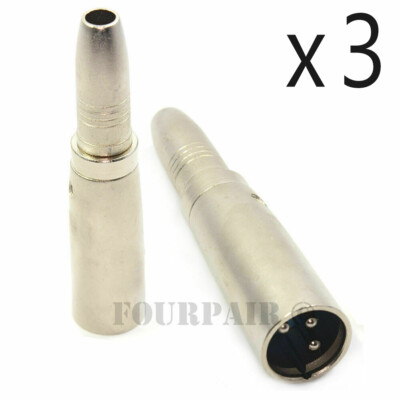 3 Pack XLR 3-Pin Male to 1/4'' Stereo TRS Female Jack Audio Cable Mic Adapter New