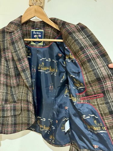 Boden British Tweed By Moon Brown Mix Sports Checked Blazer Jacket UK Size 12 - Picture 5 of 7