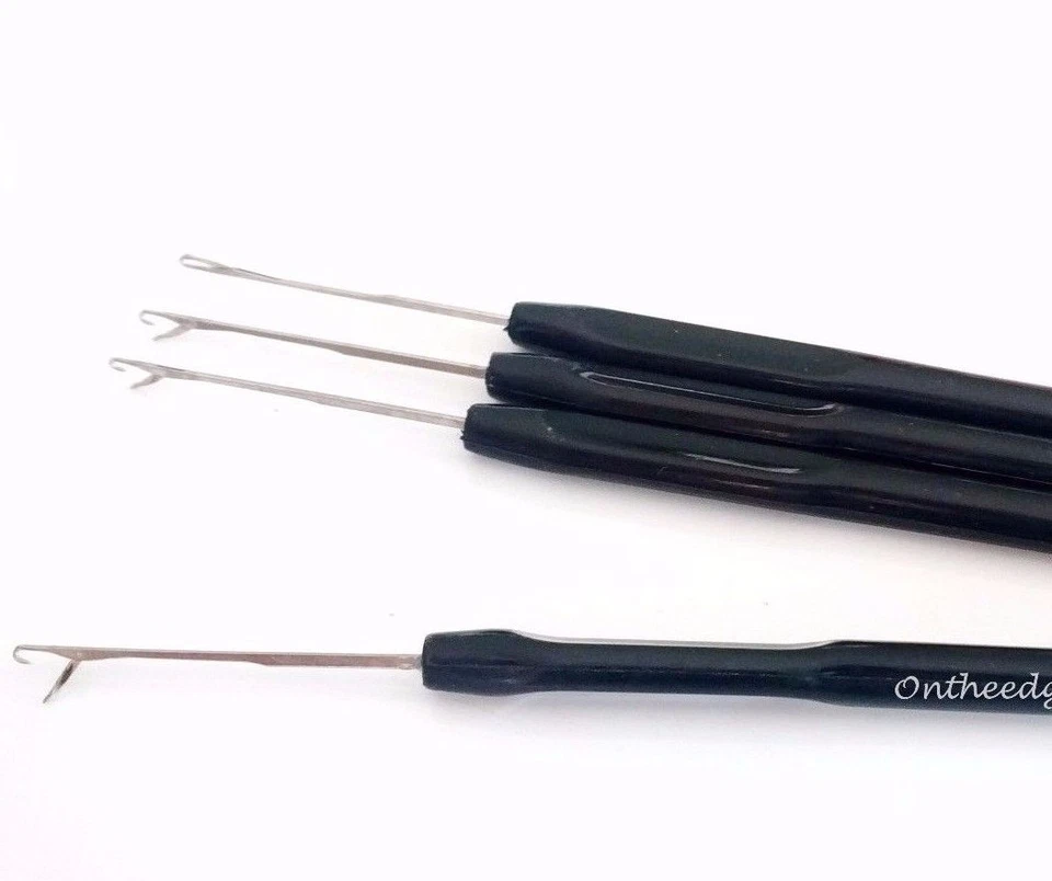 4 Hook Pulling Needle Tool I-TIP Micro Needle Hair Extension Latch HOOK Crochet  - Image 3 of 4