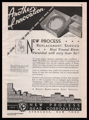1935 New Process Corp. Gear Syracuse New York Rivets & Boxed Gear Sets Print Ad