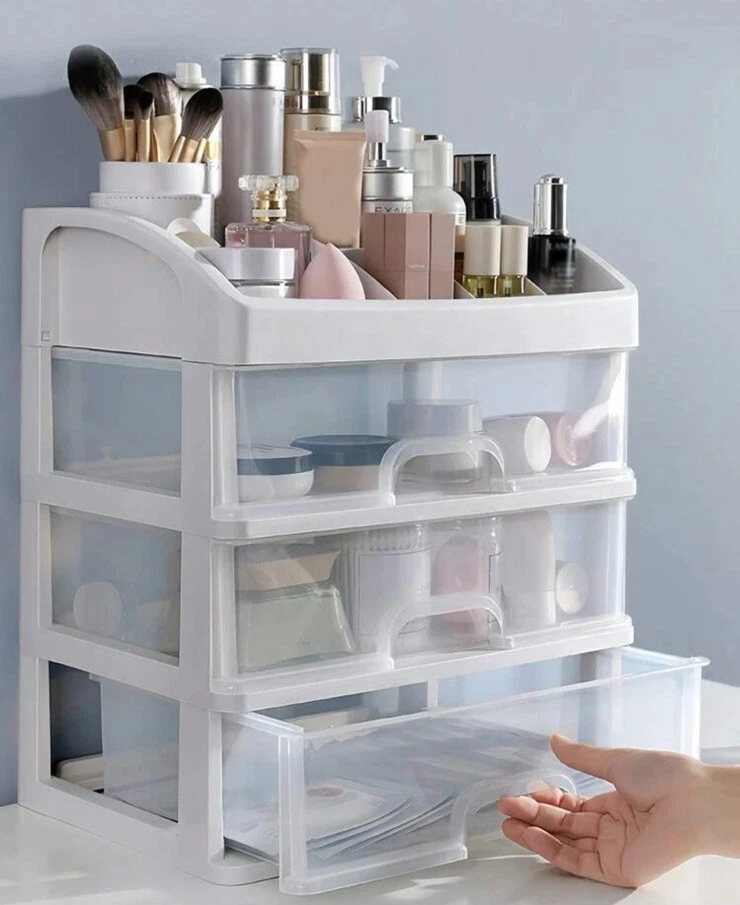 Caja de almacenamiento de cosméticos transparente cajón multicapa pinceles de maquillaje lápiz labial soporte Foto 4 de 4