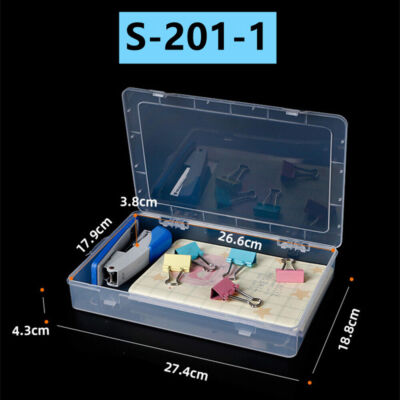 Clear Storage Case Container Toolbox with Hinged Lid 4.3x27.4x18.8cm No Grid Des