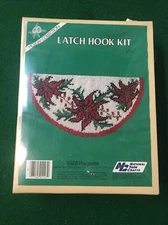 Vintage X928 Poinsettia National Yarn Crafts Holiday Collection Latch Hook