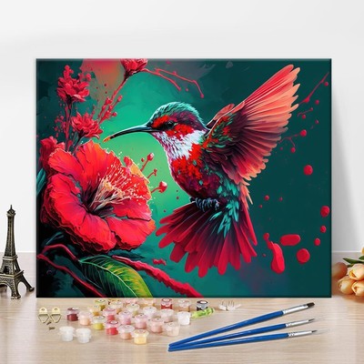 Paint by Numbers Hummingbird, DIY Paint by Numbers Kit for Adults and Kids, Bird