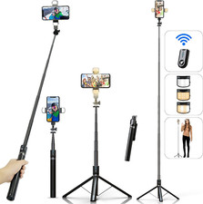 Selfie Stick Phone Tripod with Remote and LED Fill Lights - ASHINER 70 Inch Heig