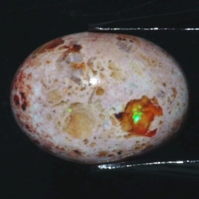 MEXICAN FIRE OPAL IN MATRIX 13 x 9 MM OVAL CABOCHON ALL NATURAL F-712