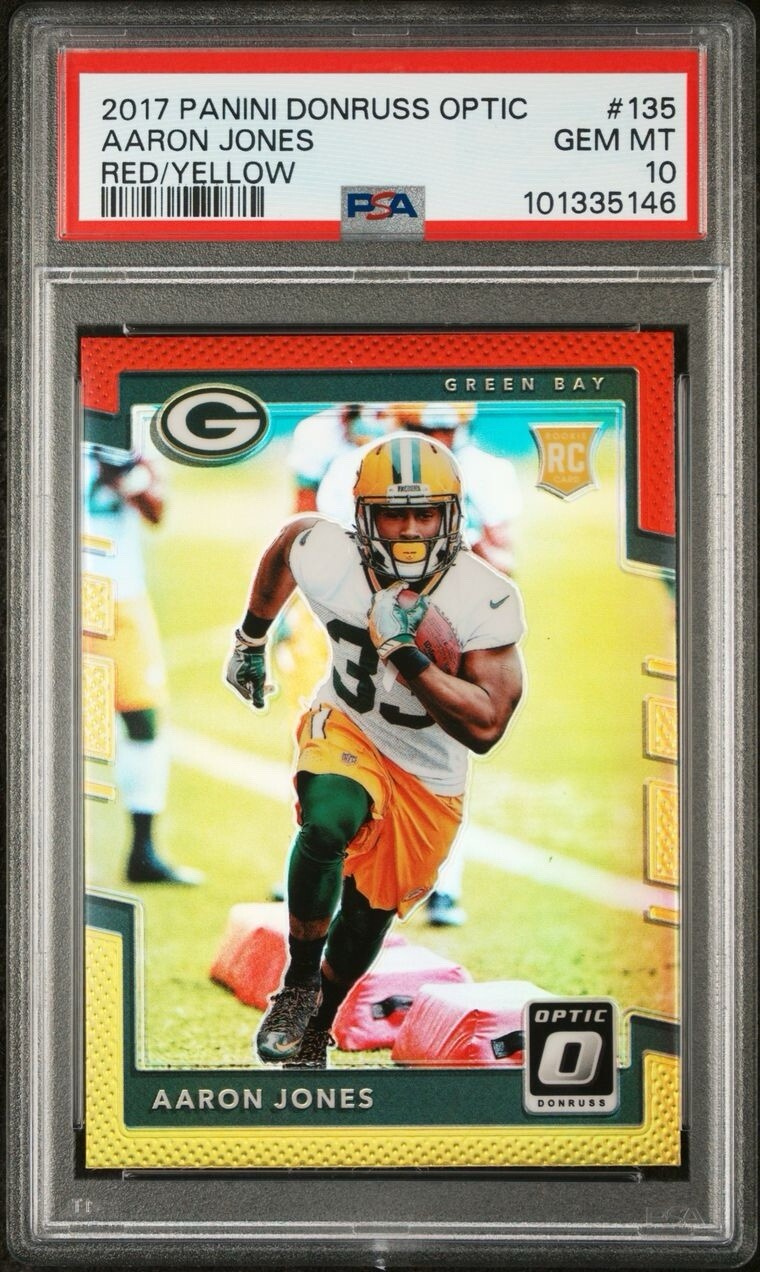 2017 Panini Donruss Optic Aaron Jones Red & Yellow Prizm Rookie RC PSA 10