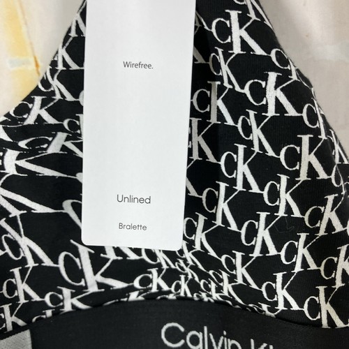 CALVIN KLEIN CK 1996 Unlined Wirefree Bralette QF7216-004 Size L White Black NWT - Imagen 6 de 11
