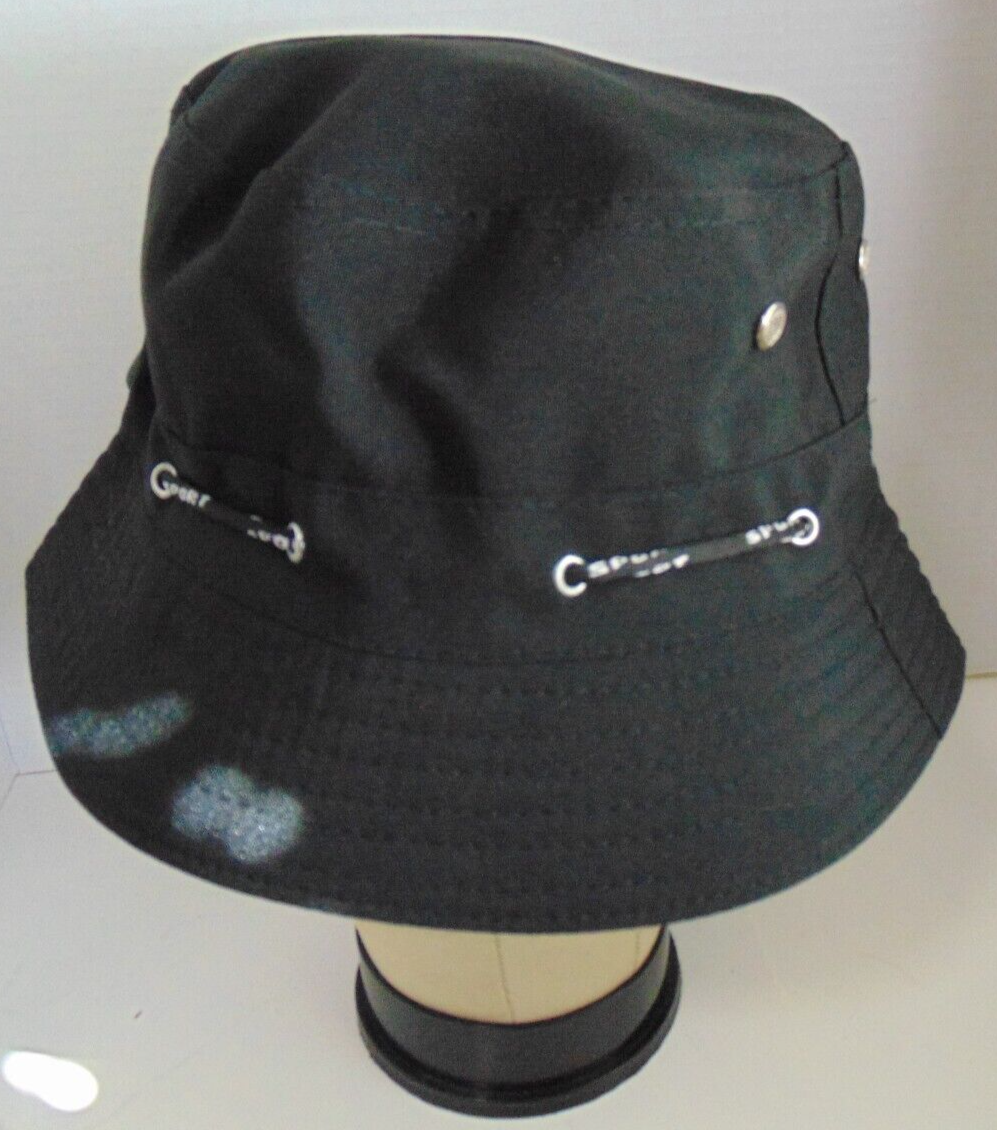 Black Bucket Hat for Men & Women - Fishing Boonie Cap with Wide Brim-image