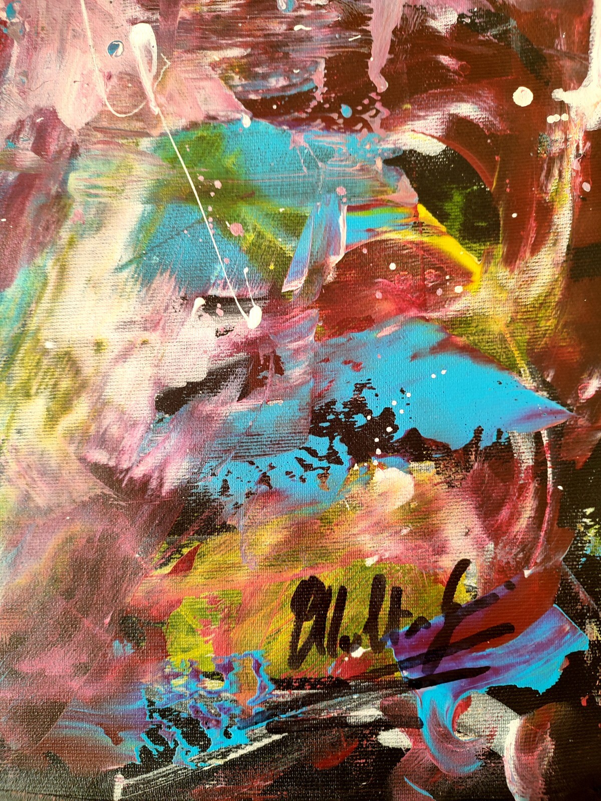 QUADRO DIPINTO A OLIO SU TELA OIL ABSTRACT FIRMATO WALTER GERACI - Foto 6 di 7