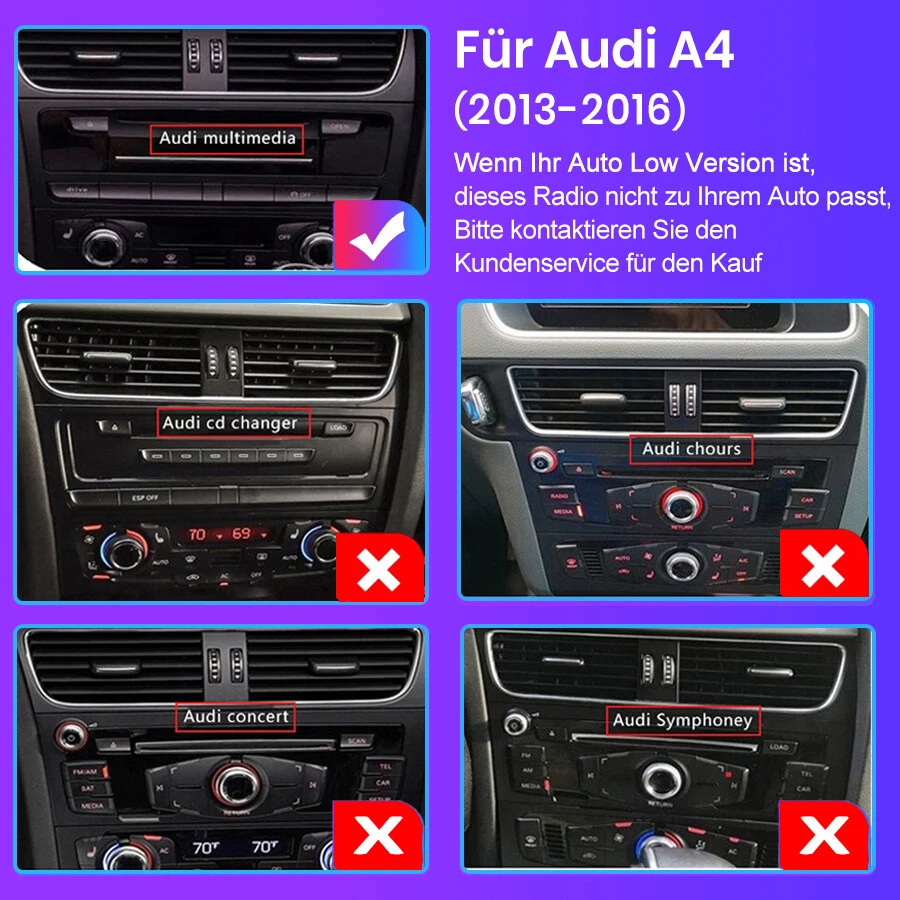 8.8" Audi A4/A5/B8/S4 Multimedia Autoradio Android 14 Display 6+64GB 8-Kern SWC - Bild 2 von 4