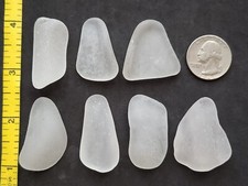 GENUINE BEACH SEA GLASS SURF TUMBLED WHITE CLEAR BOTTOM PART FROSTED PENDANT T01