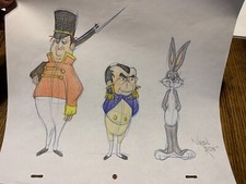 virgil-ross-sketch-bugs-bunny-with-soldiers-rare-signed-125x105