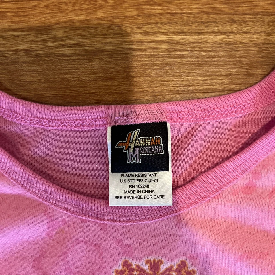 Disney Hannah Montana Girls Pajama Top Size 10/12 Pink Orange Long Sleeve - Image 3 of 4