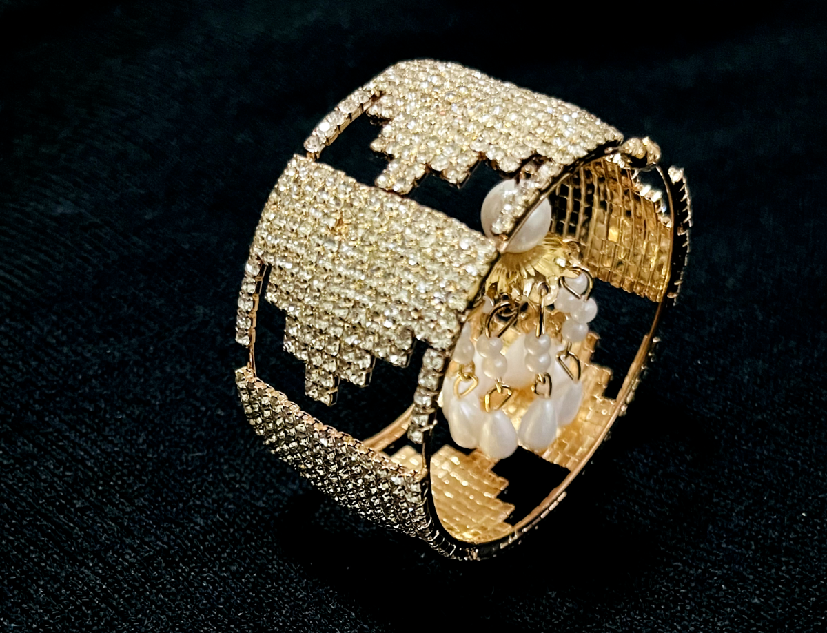 Gold Diamond Imitation Indian Bangle Bollywood Wedding Jewellery-image