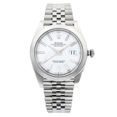 Rolex Datejust 41mm Steel White Index Dial Jubilee Smooth Automatic Watch 126300