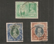 INDIA Postage PORTRAIT GEORGE VI  1937 LOT 3 TIMBRES dont 2 fond d' Eléphants