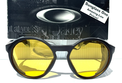 NEW Oakley CLIFDEN Matte Black Round GALAXY Amber Yellow Lens