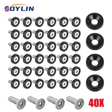 40 x JDM Billet Aluminum Fender Bumper Washer Bolt Engine Bay Dress Up Kit Black