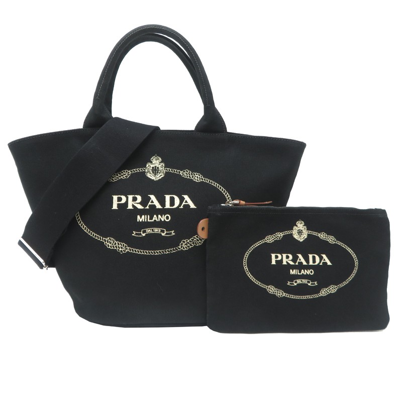 PRADA Canapa Bucket 2WAY Tote Bag Canvas Ladies Used from japan