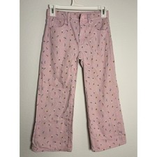 Old Navy Girls Pink Floral High-Rise Baggy Wide Leg Jeans Size 8 Built-In Tough