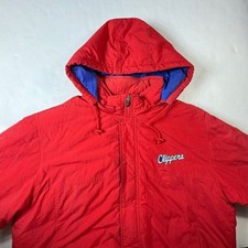 Los Angeles Clippers NBA Hooded Coat Jacket Mens Size 2XL Vintage Red Nylon VTG