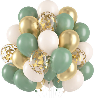 Luftballons Grün Gold, 60 Stück Grüne Luftballons Salbeigrün Beige Gold Helium B