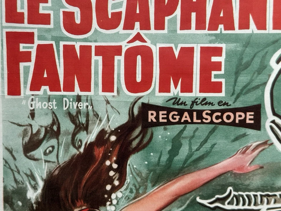 Vintage 1957 GHOST DIVER ~ French LE SCAPHANDRIER FANTOME Original Movie Poster - Image 4 of 4
