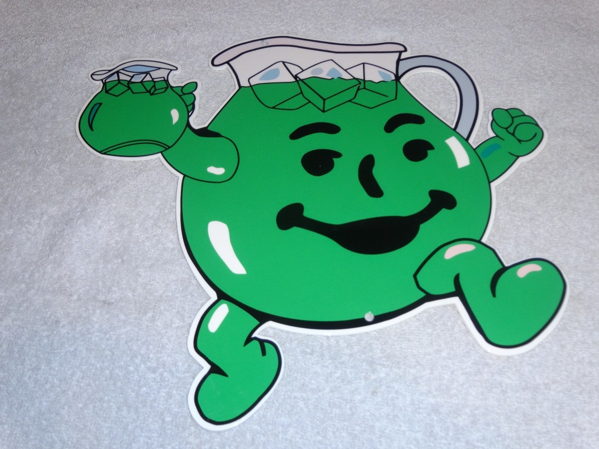 VINTAGE KOOL AID MAN DIE-CUT GREEN PITCHER +ICE 12