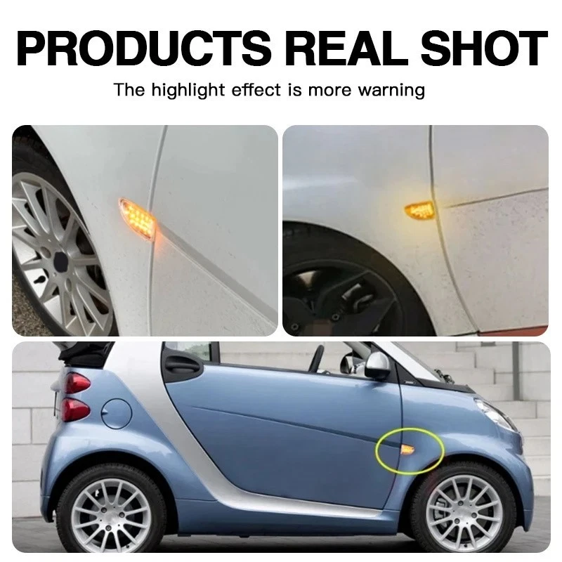 2x Clear Lens LED Turn Signal Side Marker Lights For 2007-2015 Smart Fortwo W451 - Image 2 of 4