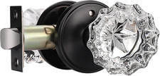 Modern round Crystal Door Knobs with Lock, Frosted Glass Door Knobs Interior, Pr