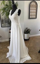 Abaowedding White V-Neck Sleeveless Lace Bead...