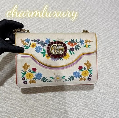 Gucci GG Marmont Shoulder Bag 3D Floral Cat Embroidery Limited Edit