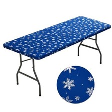 Pcs Snowflake Tablecloth Elastic Edge Tight Fitted Rectangle 1 Blue, Silver