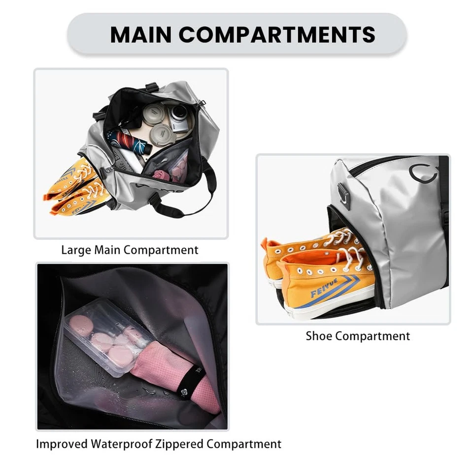 Bolsa de Lona de Gimnasio para Hombres Mujeres con Zapato y Compartimento Húmedo Deporte Entrenamiento Agua... Foto 4 de 4