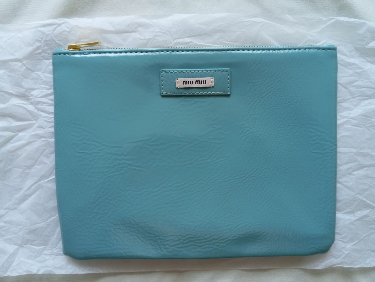 miu miu 水色ケース Miu Miu Authentic Blue Pouch Cosmetic Bag | eBay