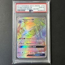 Pokémon Guardiani 2017 Arcobaleno Levante Segreto Raro Metagross GX 157/145 PSA 10