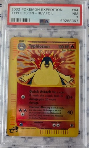 PSA 7 Pokemon TYPHLOSION Reverse Holo Rare 2002 Expedition #64/165 WOTC