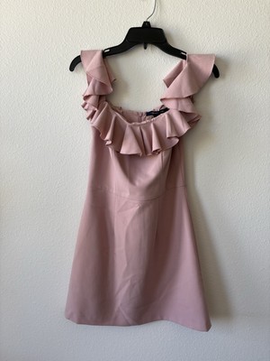 French Connection Whisper Mini Dress Off The Shoulder Ruffle, US 4 NWT Teagown