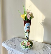 Bohemian Vase In The Style Of Moser Opaline Glass Hand Decorated Ca 1910 / 1925