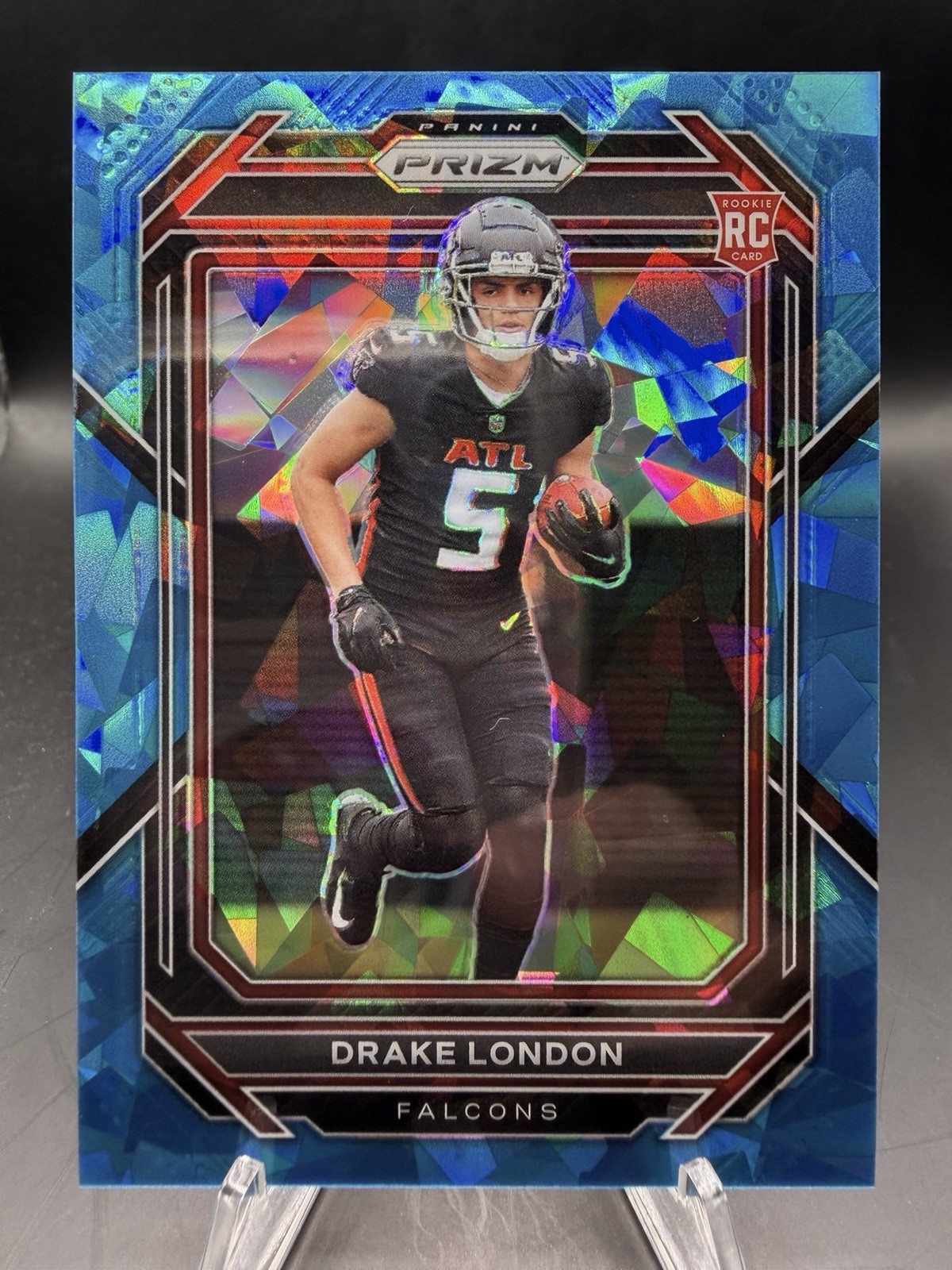 2022 Panini Prizm #308 Drake London Blue Ice Rookie /99