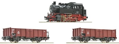 Roco 51160.1 | Güterzug BR 80 mit 2 Güterwagen DB III DC-analog Spur H0