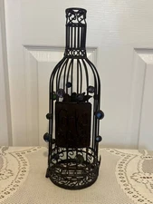 Decorative Metal Wine Cork Holder – Bottle Shaped with Glass Accents