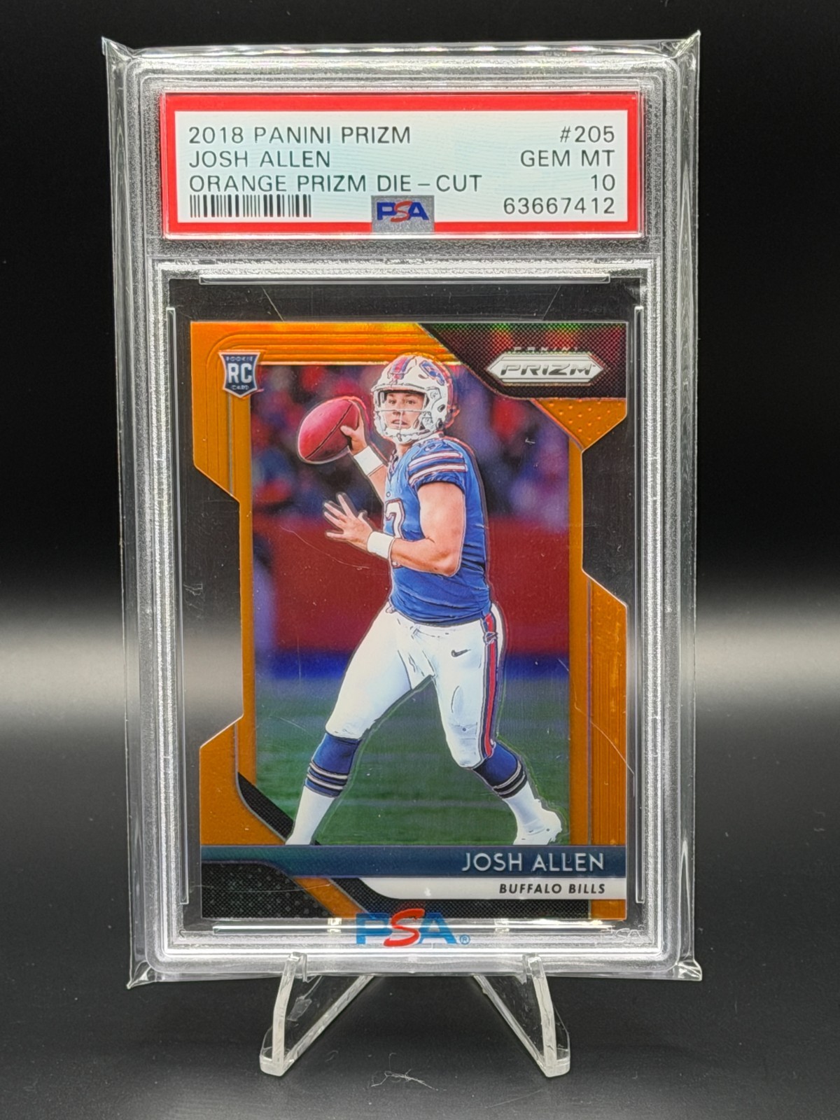2018 Panini Prizm Josh Allen #205 Orange Die-Cut /249 PSA 10 Buffalo Bills RC