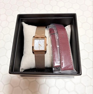 Citizen EW5593-64D Women's Eco-Drive Watch, White Shell Dial, Gold Tone