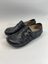 Alegria Alli Clogs Loafers Shoes Womens Size 10.5-11 US 41 EU Black Silver Rose